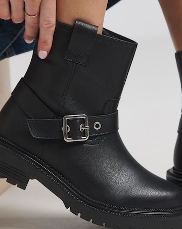 Vada Classic Multi Buckle Biker Boots Wide E Fit