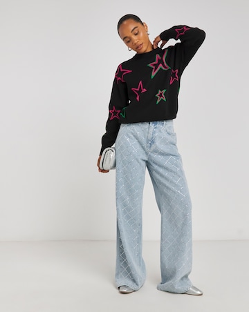 Simply Be X Twisted Wunder Glitter Star Jacquard Jumper