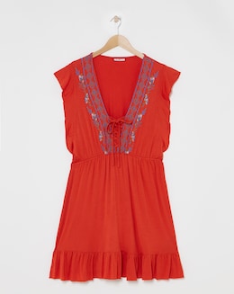 Joe Browns Red All New Enchanted Embroidered Jersey Laced Tunic