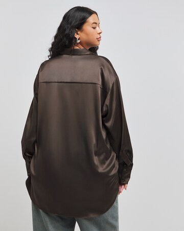 Chocolate Oversized Satin Shirt