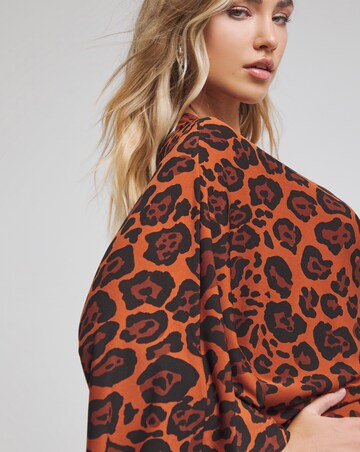 Flounce London Brown Slinky Jersey Leopard Midi Dress