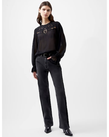 French Connection Emina Chiffon Lace Blouse