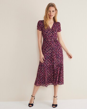 Phase Eight Azalea Ditsy Short Sleeve Midi Dress