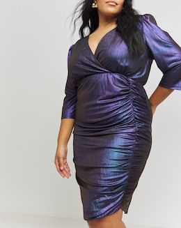 Lovedrobe Blue Metallic Midi Dress