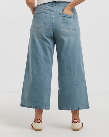 Simply Be Mid Wash 24/7 Cropped Wide Leg Jeans