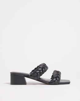 Isobel Plaited Low Block Heeled Sandals - Wide Fit (E)