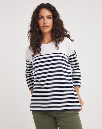 Stripe 3/4 Length Sleeve T-Shirt