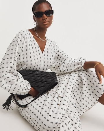 Cotton Dobby Balloon Sleeve Maxi Dress