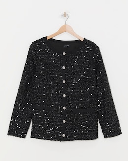 Sequin Button Front Cardigan