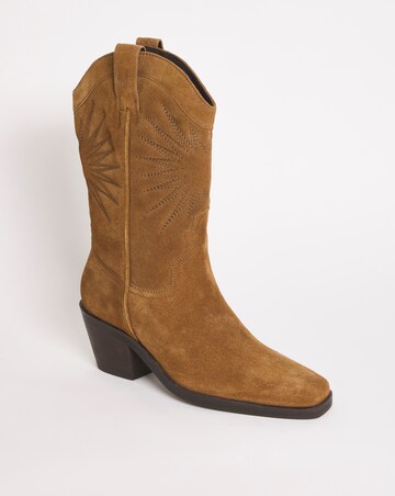 Maeve Suede Embroidered Western Cowboy Boots Ex Wide Fit Standard Calf