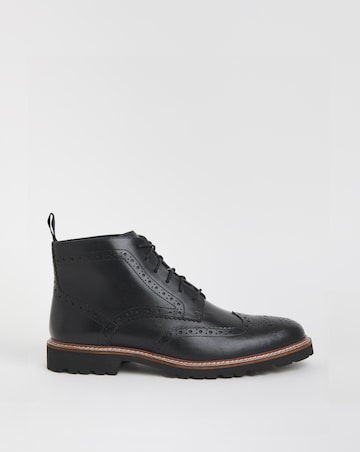 Brogue Leather Lace Up Boot Wide