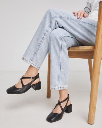 Uma Cross Strap Mary Jane Slingback Shoes - Wide Fit (E)