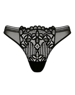 Figleaves Harper Geometric Lace Thong - Black
