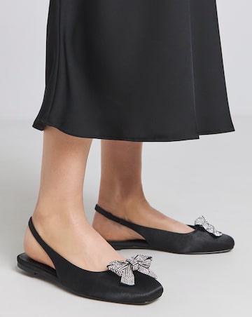 Monroe Diamante Bow Slingback Shoes - Wide Fit (E)