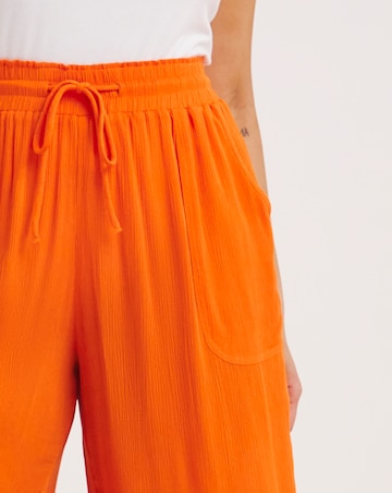 Orange Crinkle Tie Waist Wide Leg Trouser