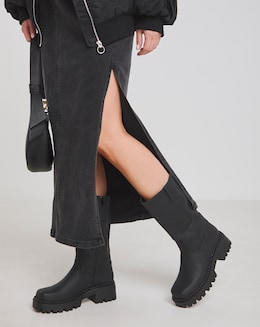Peyton Chunky Biker Boots - Wide Fit (E) &amp; Curvy Calf