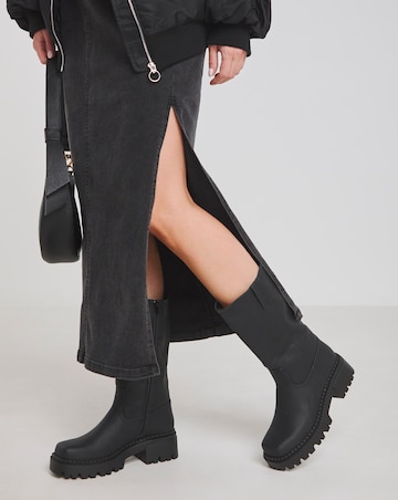 Peyton Chunky Biker Boots - Wide Fit (E) & Curvy Calf