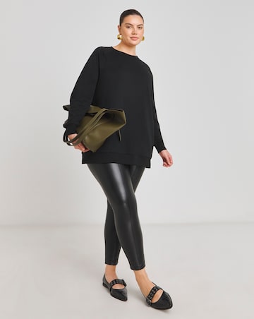 Black Raglan Sleeve Longline Sweatshirt