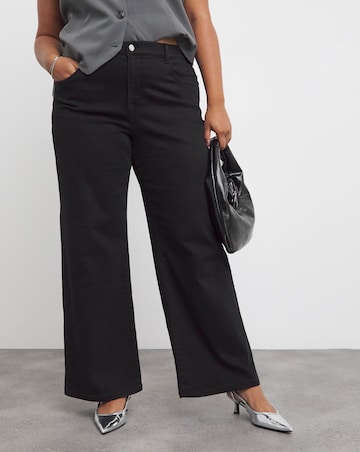 Black Cosy Finish Wide Leg Jeans