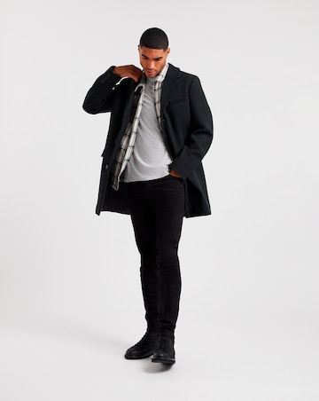 Black Faux Wool Overcoat