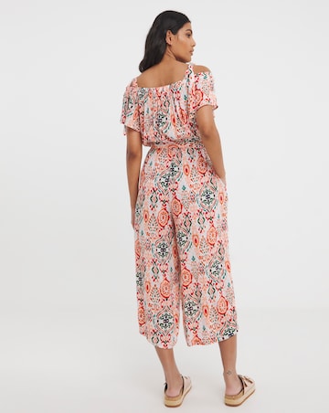 Printed Crinkle Strap Jumpsuit