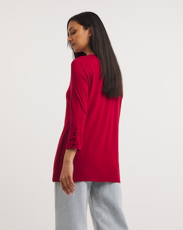 Button Detail V Neck Top