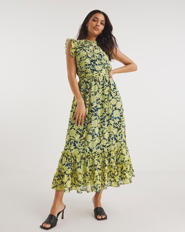 Sleeveless V-Neck Maxi Dress With Frills