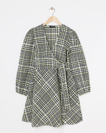 Textured Check Wrap Dress