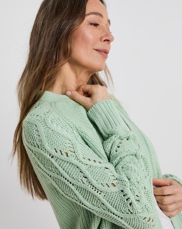 Green Edge To Edge Stitch Sleeve Cardigan