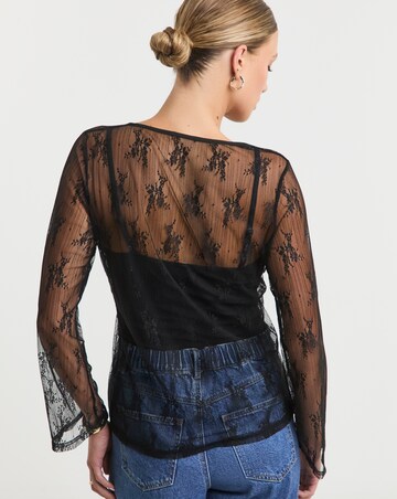 Simply Be Black Lace Tie Front Cardi