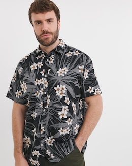 Jack &amp; Jones Hawaii Floral Shirt - Black