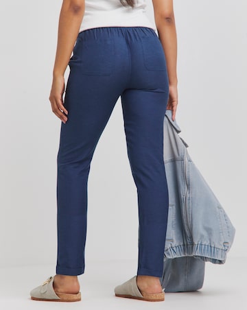 Navy Easy Care Linen Mix Tapered Trouser