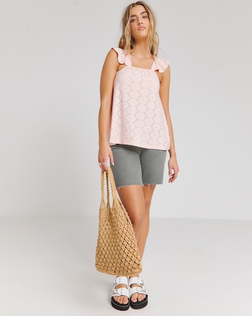 Peach Jersey Broderie Swing Top