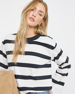 Black & White Stripe Pure Cotton Long Sleeve Top