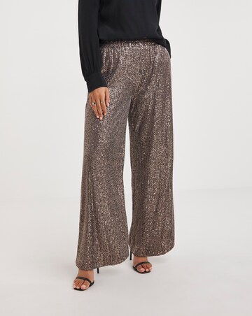 Bronze Stretch Sequin Wide Leg Trousers