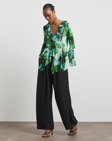 Joanna Hope Mesh Ruffle Blouse