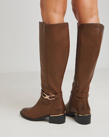 Heavenly Soles Ledger Knee Boots With Trim - Extra Wide Fit (EEE) & Curvy Calf