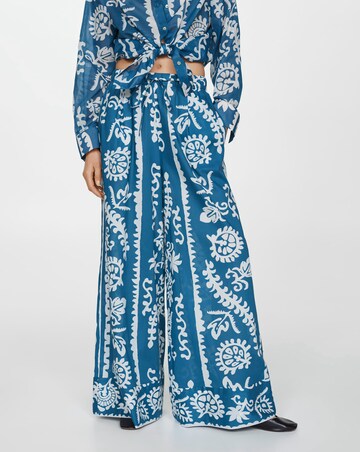 Mango Nemo Floral Print Cotton Wide Leg Trousers