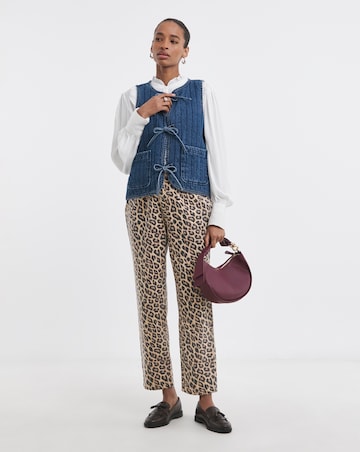 Denim Tie Front Quilted Gilet