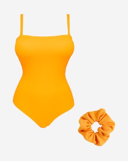 Crinkle Bandeau Swimsuit and Scrunchie