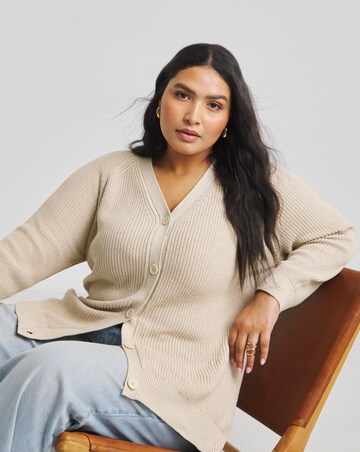 Simply Be Stone Cotton Boyfriend Cardigan