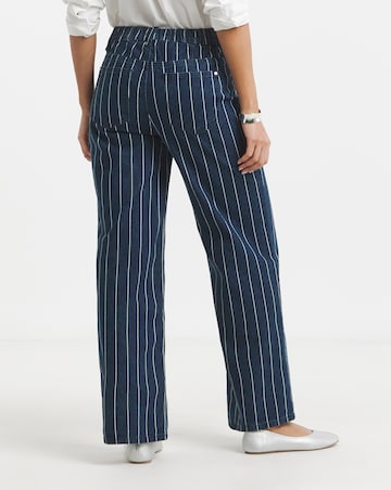 Simply Be Striped Blue Wide Leg Jeans