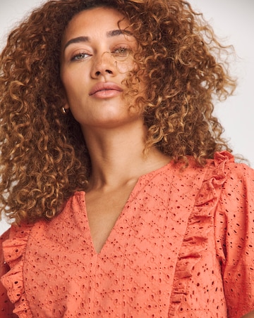 Broderie Frill Jersey Back Top