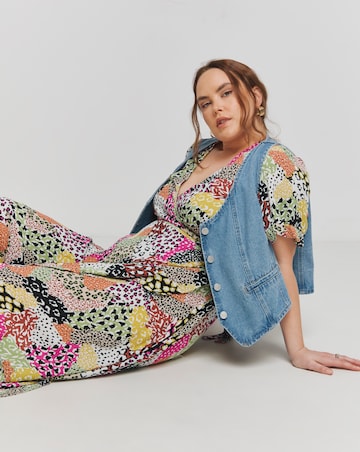 Simply Be Multi Print Crinkle Wrap Midi Dress