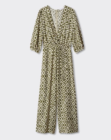 Mango Geometric Print Jumpsuit With Bow