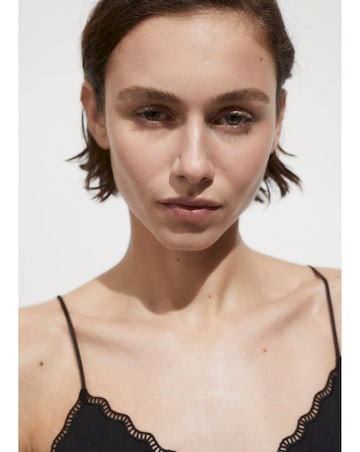 Mango Rachy Lace Trim Satin Top