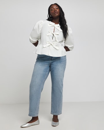 Simply Be Tie Front Puff Sleeve Smock Top