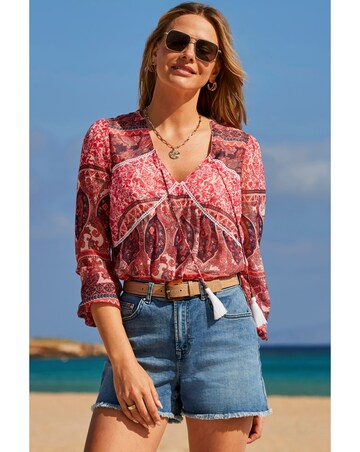 Sosandar Tie Front Blouse