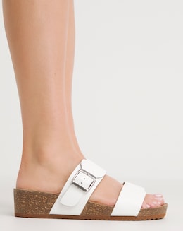 Lima Leather Buckle Footbed Mule - Wide Fit (E)