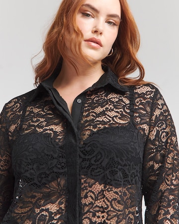 Flounce London Black Lace Shirt